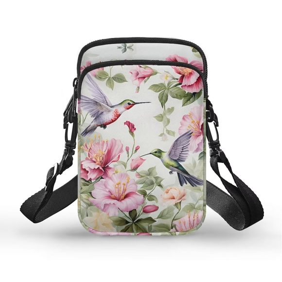 Hummingbird Mini Messenger Bag Phone Purse Canvas Crossbody ;) - Picture 1 of 6